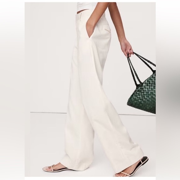 NWT! Banana Republic Cream White The Everyday Wide-Leg Linen Pant -713516 🩷 - Picture 3 of 5
